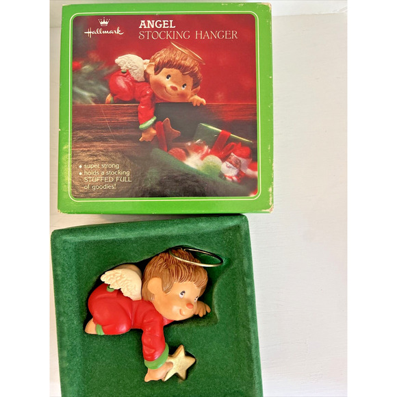 Vintage 1980s Hallmark Stocking Hanger Angel Mantle Christmas 1983 READ - Picture 8 of 8